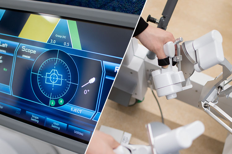 Force sense is displayed and reflected visually (in numerical values) and sensorily (grip strength).